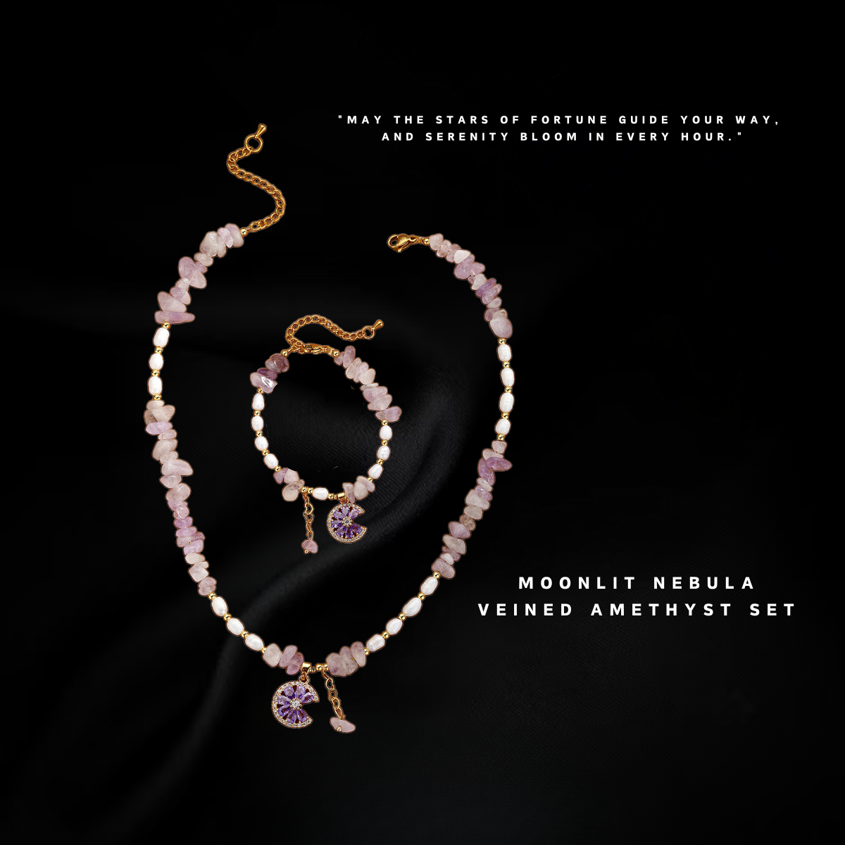 Moonlit Nebula Veined Amethyst Pendant