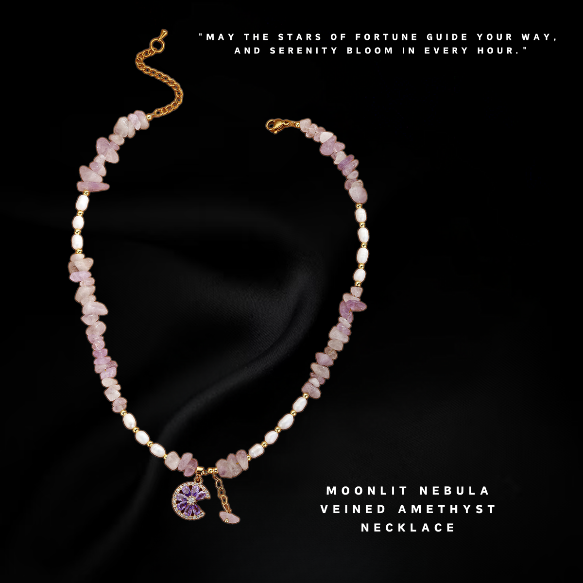 Moonlit Nebula Veined Amethyst Pendant