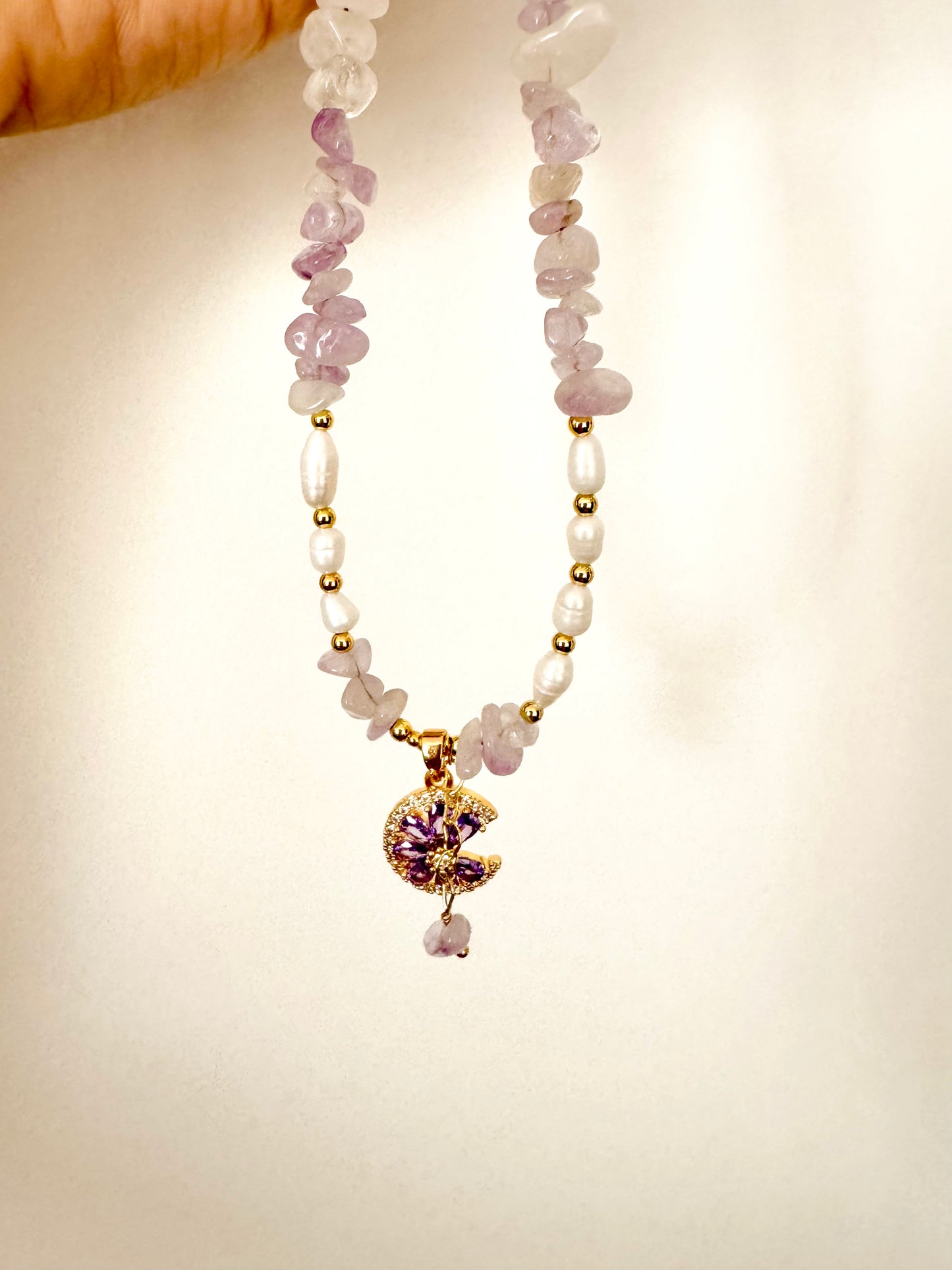 Moonlit Nebula Veined Amethyst Pendant