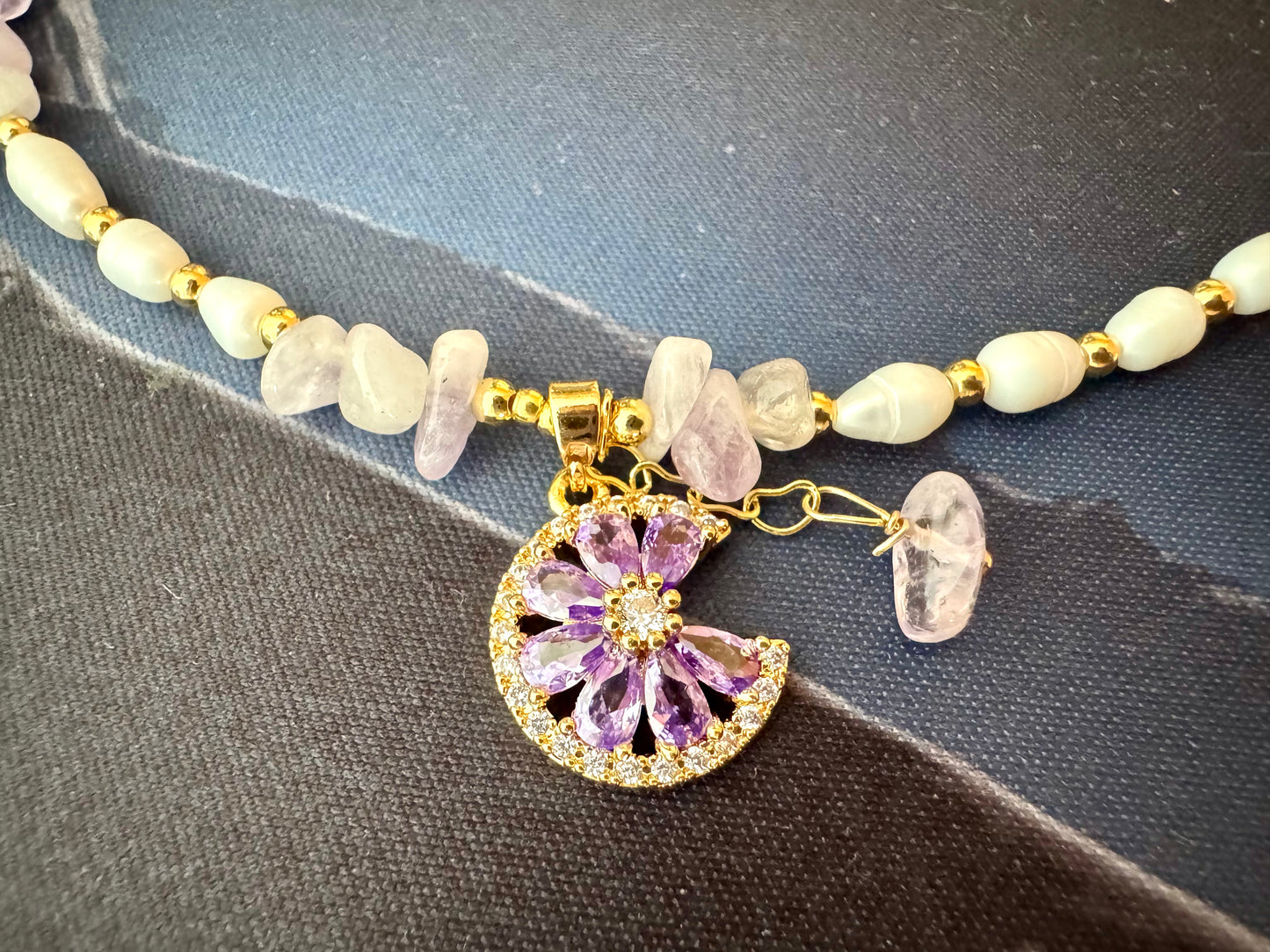 Moonlit Nebula Veined Amethyst Pendant